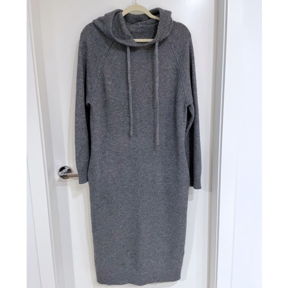 Gray Hooded Sweater Dress